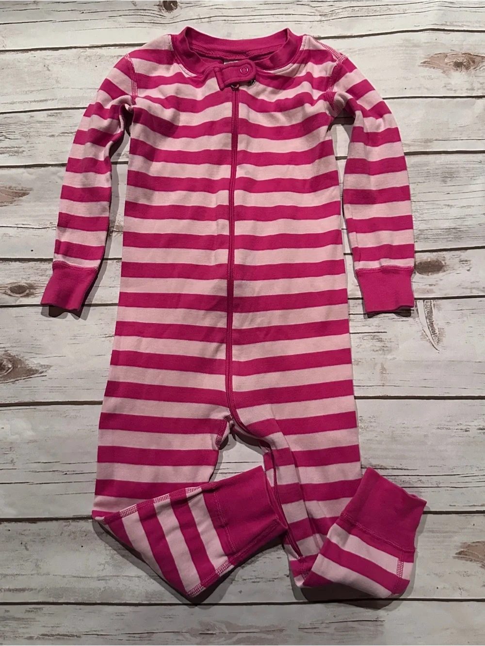 Hanna Andersson pink striped sleeper 90 fair stains